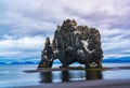 View of Hvitserkur basalt stack at shore of the Vatnsnes peninsula