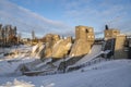 View of the hydroelectric powerplant dam in winter, Imatrankoski rapid The Imatra Rapid, Vuoksi River, Imatra, Finland