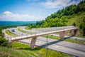 View of I-68 and a pedestrian bridge at Sideling Hill, Maryland. Royalty Free Stock Photo