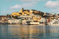 View  Ibiza old town with blue Mediterranean sea Royalty Free Stock Photo