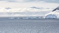 View of ice mountains on bay in Antarctica