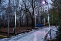 View of ice rink pathway at Parc Jean-Drapeau in Montreal Royalty Free Stock Photo