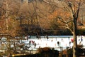 View of the ice skating ring, Central Park, New York City, during winter.