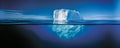 View of an iceberg, above and below the water - AI Generated