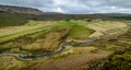 A view of an Icelandic valley from a mountain above Royalty Free Stock Photo