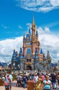 View of the iconic Cinderella Castle at Disney World in Orlando, Florida