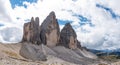 View of the iconic Drei Zinnen mountains in the South Tirolese Dolomite alps