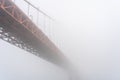 View of the iconic Golden Gate Bridge in the fog, San Francisco Royalty Free Stock Photo