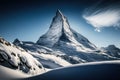 A view of the iconic Matterhorn against a clear blue sky in winter. Zermatt, Switzerland, generated
