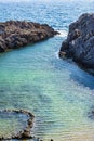 View of the iconic secluded beach of Glossa near the famous Voidokilia beach Royalty Free Stock Photo