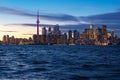 Toronto Skyline and Lake Ontario at Dusk in Ontario, Canada Royalty Free Stock Photo