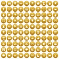 100 view icons set gold