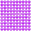 100 view icons set purple