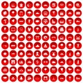 100 view icons set red