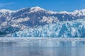 A view of the icy water flows in front of the snout of the Hubbard Glacier in Alaska Royalty Free Stock Photo