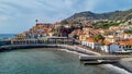 View of idyllic promenade at port of charming fishermen village of Camara de Lobos, Madeira island, Portugal, Europe Royalty Free Stock Photo