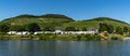 View of the idyllic RV and caravan park in Enkirch on the Mosel River