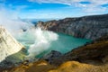 View from Ijen Crater, Sulfur fume at Kawah Ijen, Vocalno in Indenesia. Royalty Free Stock Photo