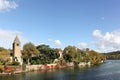 View of Ile Barbe and Saone river in Lyon