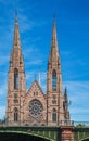 View from the iII river of the Ãâ°glise rÃÂ©formÃÂ©e Saint-Paul, built 1892-1897. Strasbourg, Alsace, France Royalty Free Stock Photo