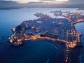 View of illuminated Cadiz town