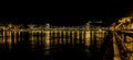 A view of the illuminated Chain Bridge across the River Danube in Budapest at night Royalty Free Stock Photo