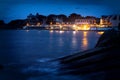 view of the illuminated embankment of the Trigaste