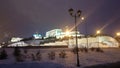 View of the illuminated Kremlin in the winter evening, Kazan, Russia