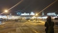 View of the illuminated Kremlin in the winter evening, Kazan, Russia