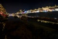 View of illuminated at night riverside houses in ancient town of Fenghuang, China Royalty Free Stock Photo