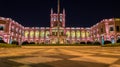 View on illuminated pink presidential palace in Asuncion, Paraguay at night Royalty Free Stock Photo