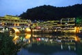 View of illuminated riverside houses in Fenghuang Royalty Free Stock Photo