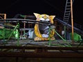 View of an illuminated roller coaster in park Wurstelprater in Vienna, Austria by night. Royalty Free Stock Photo