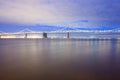 View of the illuminated san francisco-oakland bay bridge at night, San Francisco Royalty Free Stock Photo