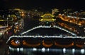 View of illuminated stone bridge in Fenghuang Royalty Free Stock Photo