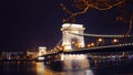 View on the illuminated Szechenyi Chain Bridge Royalty Free Stock Photo