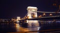 View on the illuminated Szechenyi Chain Bridge Royalty Free Stock Photo