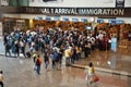 View of immigration control at Changi International Airport in S