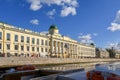 View of the Imperial School of Jurisprudence from a tourist cruise boat on the rivers and canals of Saint Petersburg, Russia Royalty Free Stock Photo