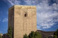 View of the imposing Alfonsina tower of the medieval castle of Lorca Royalty Free Stock Photo
