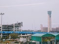 View from Indhira gandhi international airport new delhi modern construction building