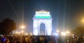 View of India Gate at night time.Delhi India.