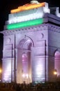 View of India Gate at night time.Delhi India.