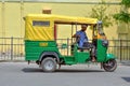 View of an Indian auto rickshaw in an Indian city