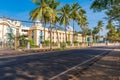 View of the indian building, Puttaparthi, Andhra Pradesh, India. Copy space for text.