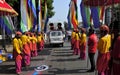 View of Indian Jain community people in a procession