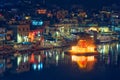 View of indian pilgrimage sacred city Pushkar with Pushkar ghats. Rajasthan, India. Horizontal pan Royalty Free Stock Photo