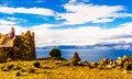Indigenous woman on isla del sol by lake titicaca - Bolivia Royalty Free Stock Photo