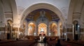 View indoor of the basilica of Lourdes, France