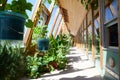 Vegetable garden inside an Earthship sustainable house near Taos in New Mexico, USA